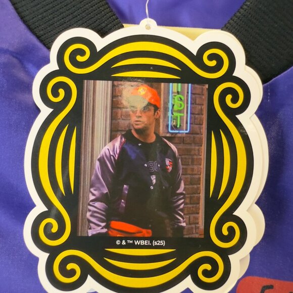 NWT FRIENDS Men’s Medium Purple ‘Central Perk’ Bomber Outerwear Jacket Joey - Picture 2 of 15